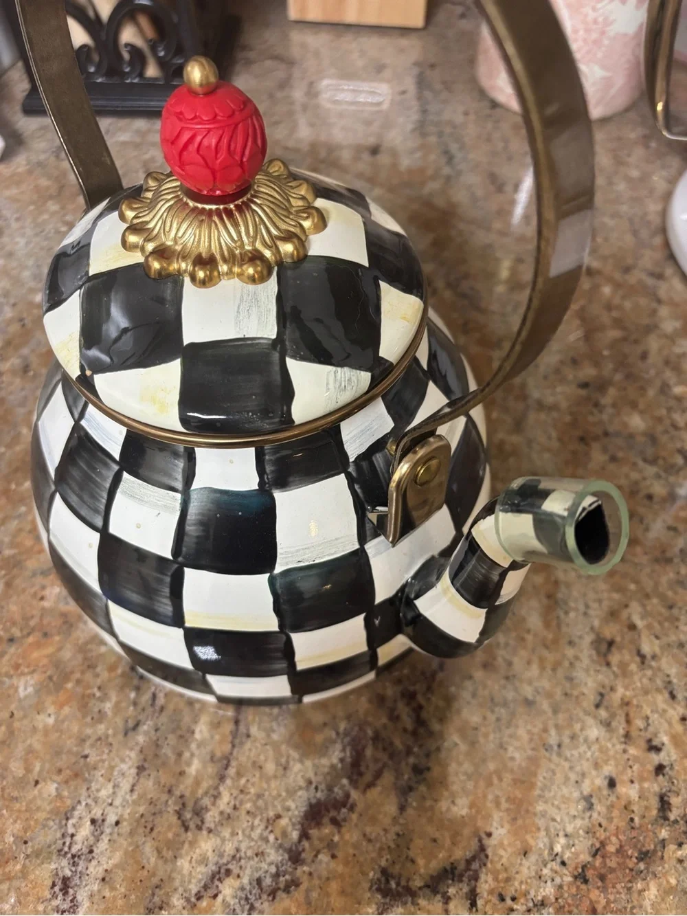 NEW! MacKenzie-Childs Courtly Check 2 Quart Tea Kettle